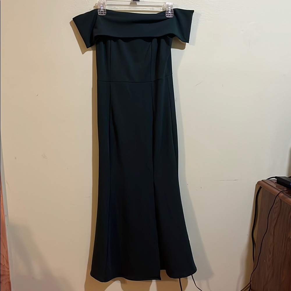 Windsor Green Off-Shoulder Gown